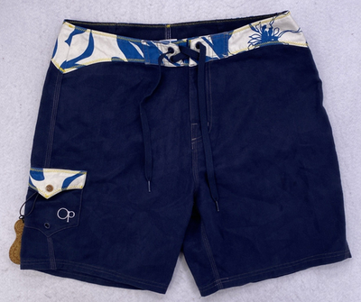 OP Ocean Pacific Corduroy Board Shorts Mens 32 Navy Blue Floral
