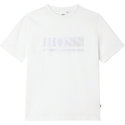 Hugo Boss Kids White Pixel Logo T-Shirt