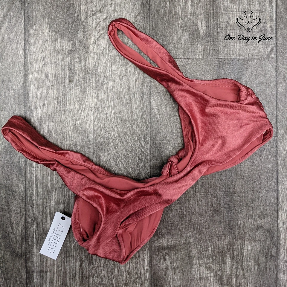 Top de bikini Anne Cole con corbata frontal escote trajes de baño talla L Foto 4 de 4