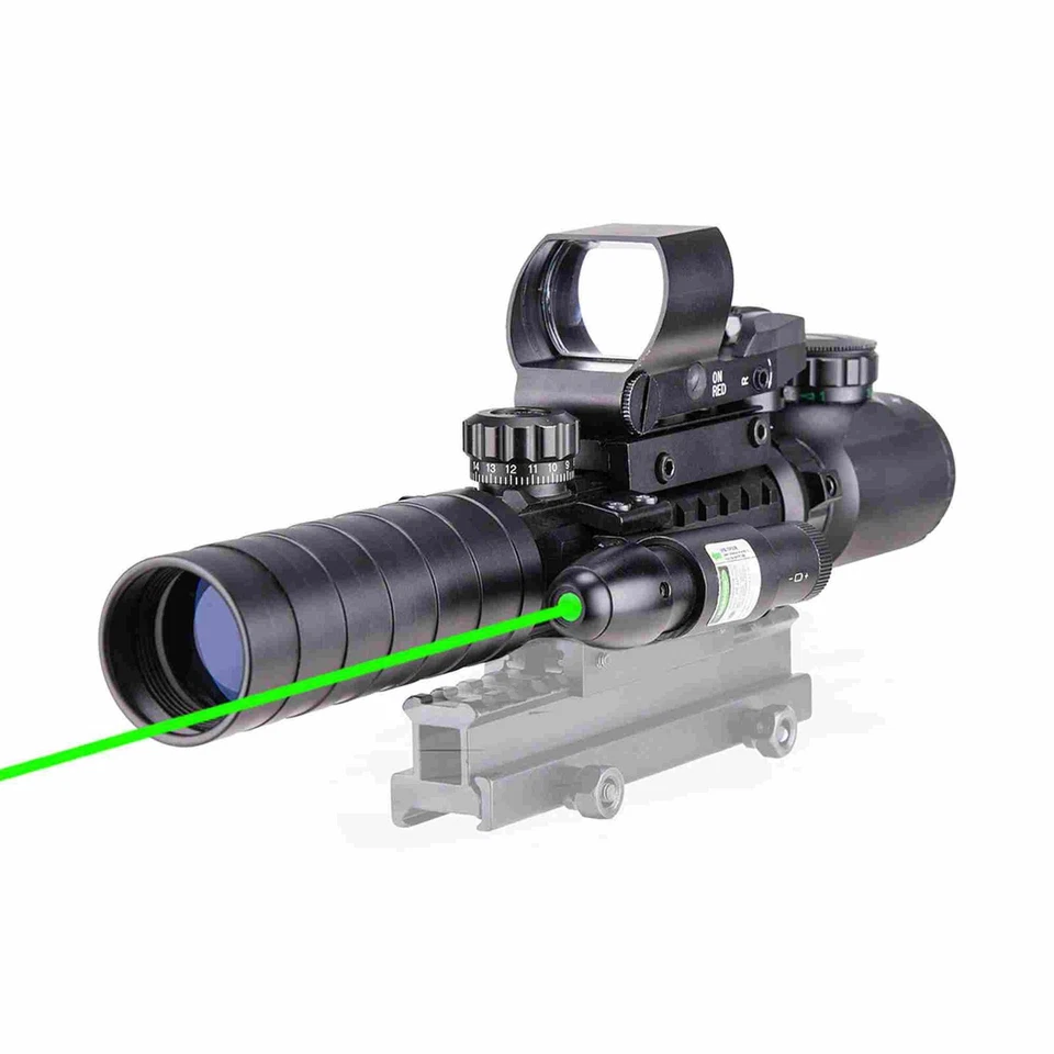 Telêmetro telescópico 3-9X32 com mira de ponto verde vermelho + laser verde/laser vermelho tático - Imagem 2 de 4