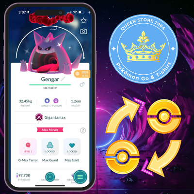 Gengar Gigantamax Shiny (Registered Only) Pokémon Go - Compte/compte, Neuf