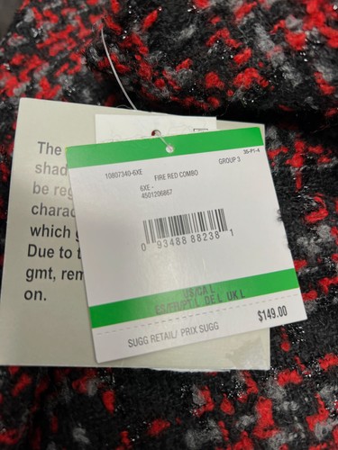 $150 Kasper Women's Red Plaid Tweed Long-Sleeve Open-Front Knit Jacket Size L - Picture 3 of 3