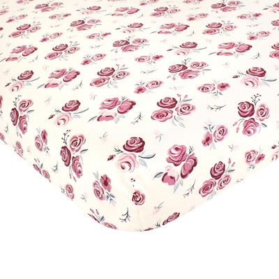 Unisex Baby Cotton Fitted Crib Sheet, Rose, Size