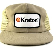 Shell Chemicals Kraton Polymers Mesh Trucker Snapback Hat Khaki Cap Made In USA