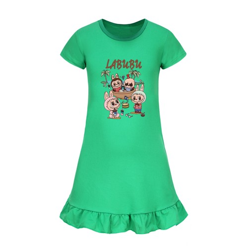 Kids Girls Cute Labubu Monster Nightwear Dress Sleepwear Pyjamas Nightgown Skirt - Picture 19 of 54