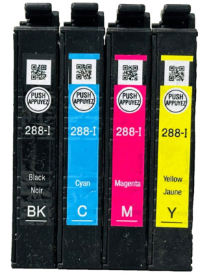 New Genuine Epson 288-I Black Cyan Magenta Yellow 4PK Ink Cartridges