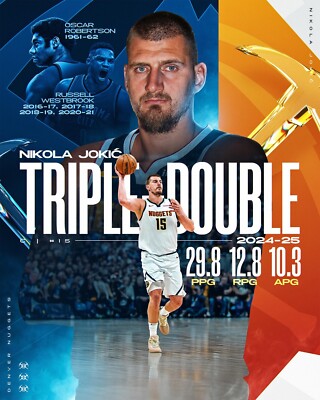 Nikola Jokic Triple Double Denver Nuggets 8x10 NBA Basketball Photo