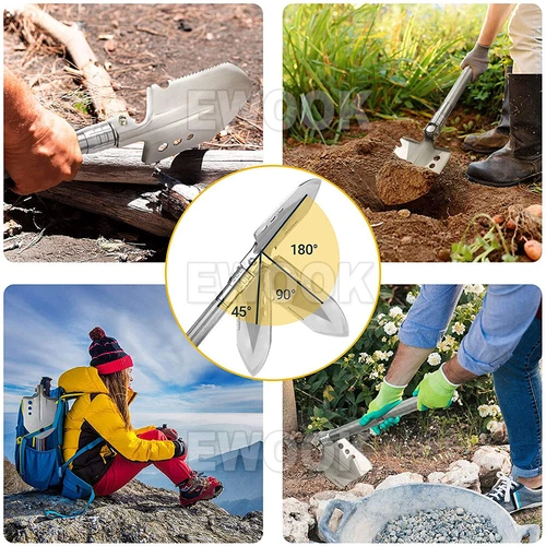 Camping Shovel Folding Outdoor Survival Tools Multifunction Hiking Military - Picture 13 of 15