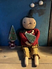 Grubby Primitive Rustic Christmas Sweet Frosty Snow Man Rag Doll Snowman 19"