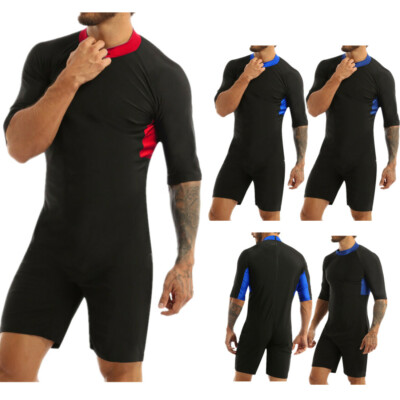 Herren Shorty Overall Einteiliger Schwimmanzug Stretch Badeanzug Badebekleidung