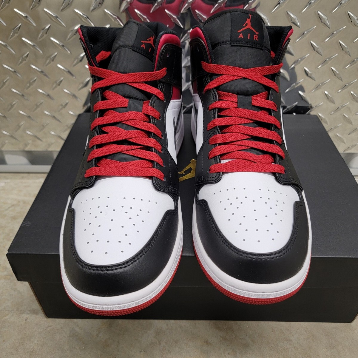 Size 13 - Air Jordan 1 Mid Gym Red Black Toe for sale online | eBay