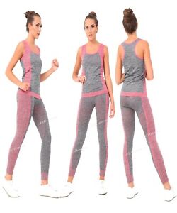 Ladies Vest Top Legging Gym Wear Set Womens Fitness Workout Yoga Sports Clothes