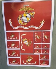 UNITED STATES MARINE CORPS Official Flag - Vinyl Sticker Decals 15 pc Set -USMC