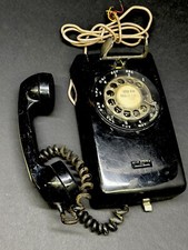 Vtg Rotary Dial Telephone Western Electric Bell System Black Wall Mount 554 A/B