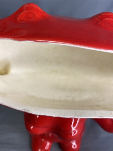 Vintage Wide Mouth Ceramic Frog Kitchen Sink Red Scrubby Sponge Holder Kitsch - Picture 6 of 7