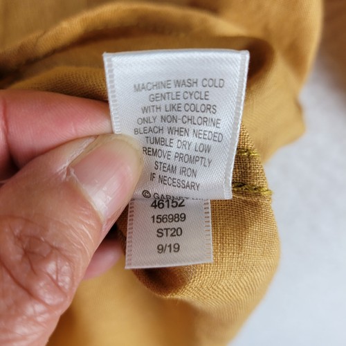 Garnet Hill Easy Linen Shirt Womens Size 8 Gold Mustard Yellow Button Up Beach - Picture 5 of 7
