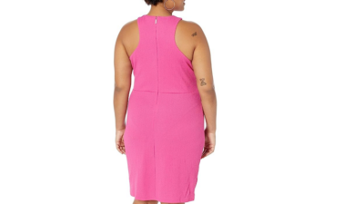 Michael Kors Plus Size Cross-Neck Halter Dress Cerise Plus Size 1X