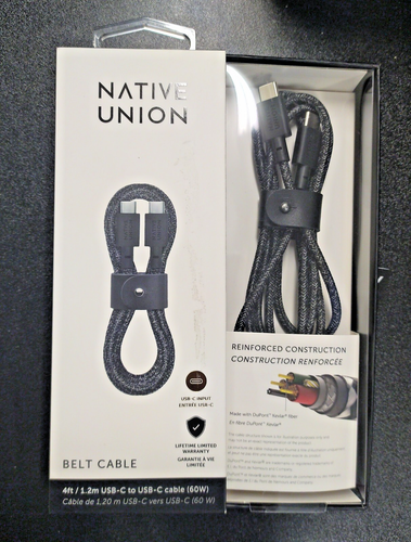 Native Union - CÂBLE CEINTURE TYPE USB-C vers USB-C 1,2 M/4 PI - Cosmos (60W) NEUF - Photo 3 sur 5