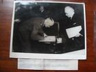Lt Gen Bradley of 12th US Army w/Eisenhower signs Brussels Register Nov 1944 — photo 4