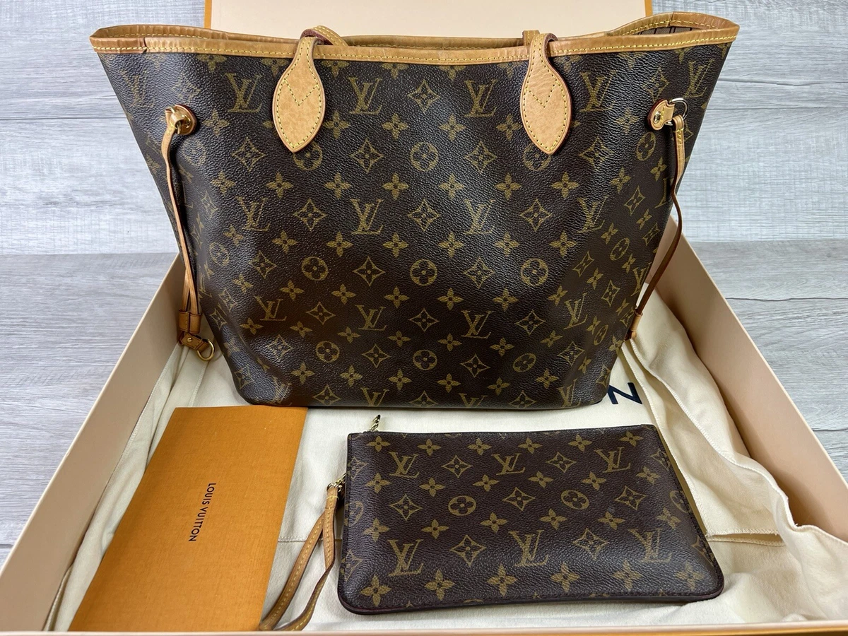 Authentic Louis Vuitton Neverfull MM Tote Monogram Beige With