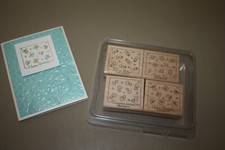 STAMPIN UP FABULOUS FOUR Wood Mount Stamp Set Set of 4 RETIRED 2004 CARD