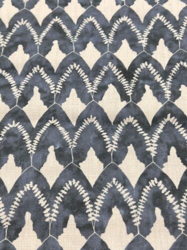 Erika Powell Textiles Amazing Linen Print Fabric- Arrowhead Relief Indigo 0.70yd - Picture 1 of 3