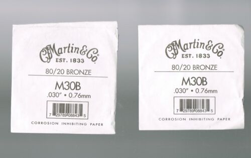 LOT 2 ACOUSTIC GUITAR STRINGS - 80/20 BRONZE 0.76MM .030" - MARTIN & CO ♫ - Picture 1 of 1