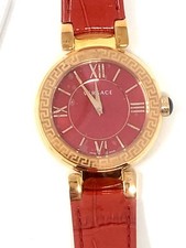 NEW Versace Leda Women's Gold IP Red MOP Dial Red Leather  Watch VNC040014