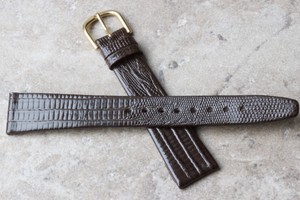 Tapered-shape-Long-teju-lizard-grain-19mm-Leather-vintage-watch-strap-1950s-60s