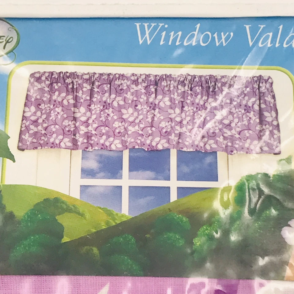 Dos (2) Cenefa Ventana Floral Púrpura Hadas Disney Talla Estándar 84" x 15" Nueva Foto 4 de 4