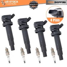 UF247 4X Ignition Coil & Spark plugs For 00-08 Toyota Corolla Celica Matrix 1.8L
