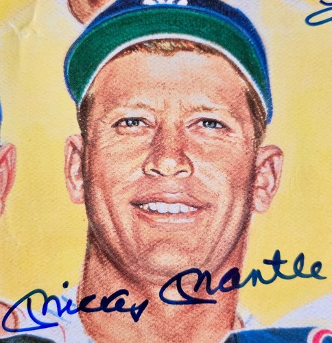 (11) 500 HR hitters & ARTIST SIGNED poster, JSA LOA, Mantle, Aaron,Mays, Jackson - Picture 8 of 16