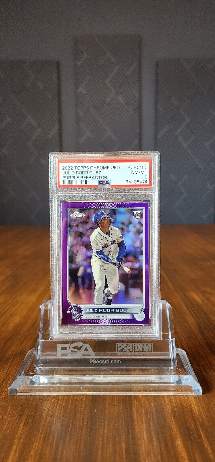 2022 Topps Chrome Update #USC150 Julio Rodriguez RC Purple Refractor PSA 8 NM-MT