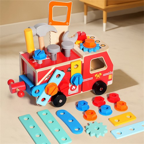 Wooden Educational Toy Construction Vehicle Set For Kids Early Learning Indoor - Picture 7 of 7