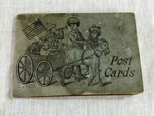 19 Antique Collectible Postcards in Antique Postcard Holder -Great Ephemera!