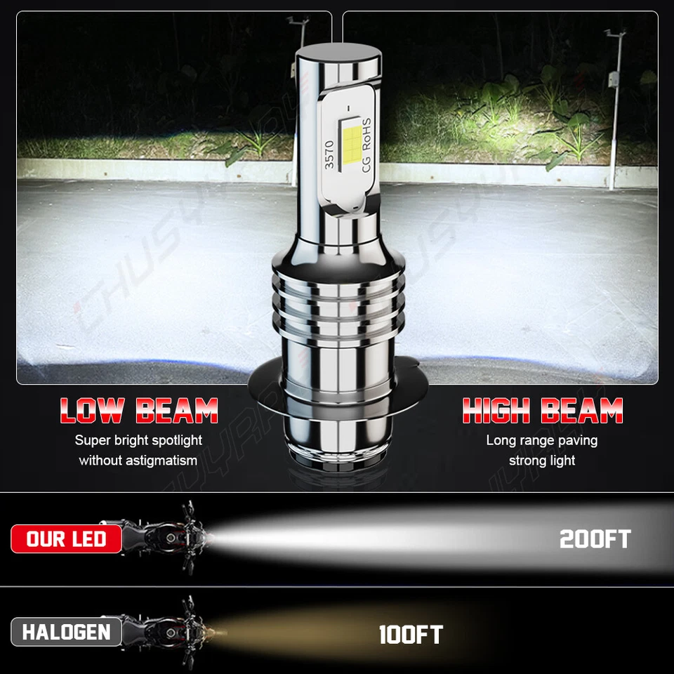 For Honda RANCHER AT 400 2004–2007 6000K LED Headlight Bright White Bulbs 2PC H6 - Image 3 of 4