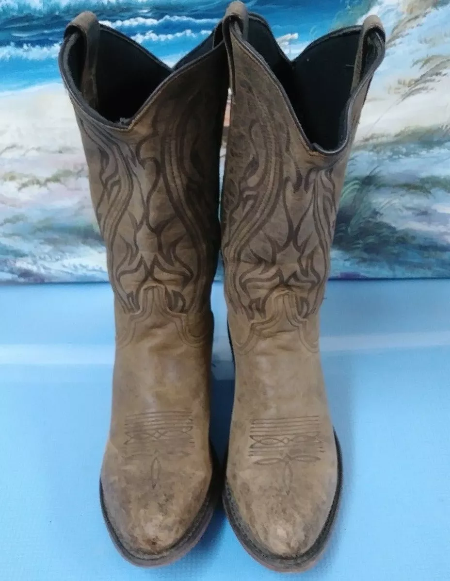 Vintage Brown Leather Cowboy Boots 3551 Sz 7M eBay