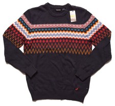 Nautica Mens 118 Classic Outpost Navy Blue Crewneck Cotton Sweater 2XL