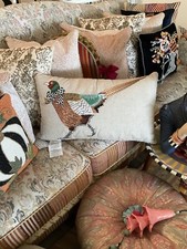 Mackenzie-Childs Pheasant Lumbar Pillow Courtly Check NIP Large 26"/16' Heavy Mackenzie-Childs Pheasant Lumbar Pillow Courtly Check NIP Large 26"/16' Heavy - Image 1