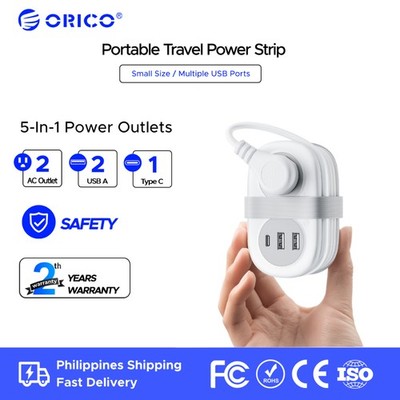 ORICO Travel Power Strip Colorful and Compact Extension Cord 4 Gang Type C Power