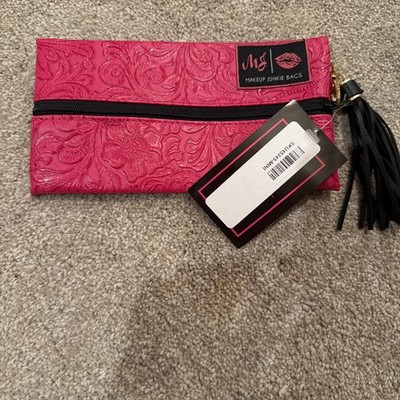 Makeup Junkie Bags Pink Dream Floral Embossed Tooled Textured mini NWT