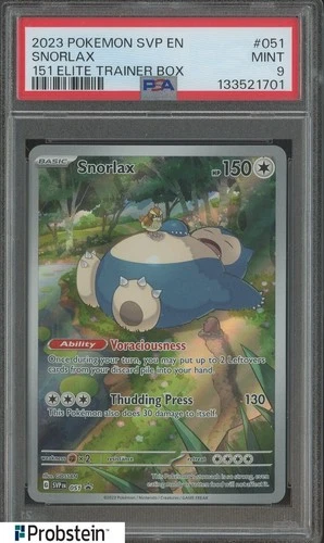 2023 Pokemon SVP EN 151 Elite Trainer Box #051 Snorlax PSA 9 MINT