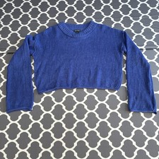 Wild Fable Cropped Long Sleeve Sweater size Small - Lapis Blue