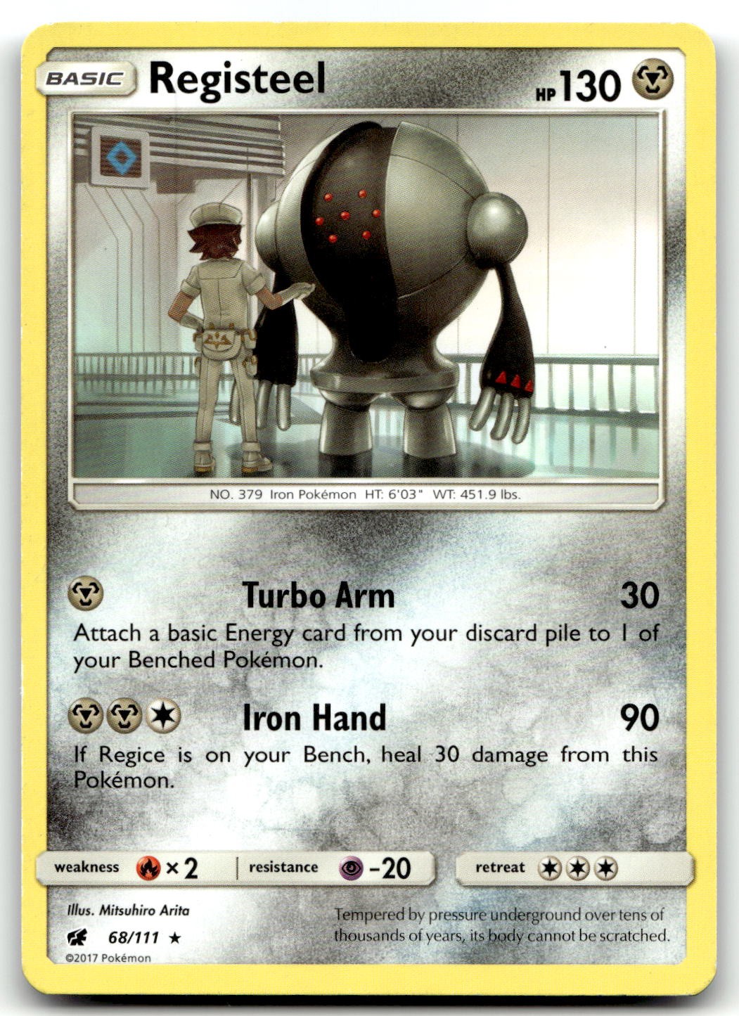 Registeel 68/111 SM - Crimson Invasion Rare Normal Pokemon TCG MP