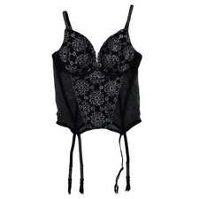 Victoria's Secret Women's Corset Bustier Lingerie Glitter Floral Sheer 36B New