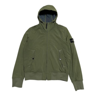 Stone Island Soft Shell Jacket Khaki Green Size M Windproof Water-Resist Used