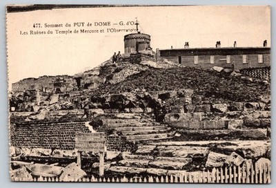 1918 Puy de Dôme Summit France Postcard - Temple of Mercury & Observatory D201