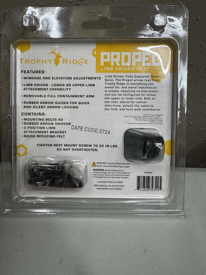 Trophy Ridge Propel IMS Limb Driven Rest Black Right Hand and Left Hand - Image 2 of 2