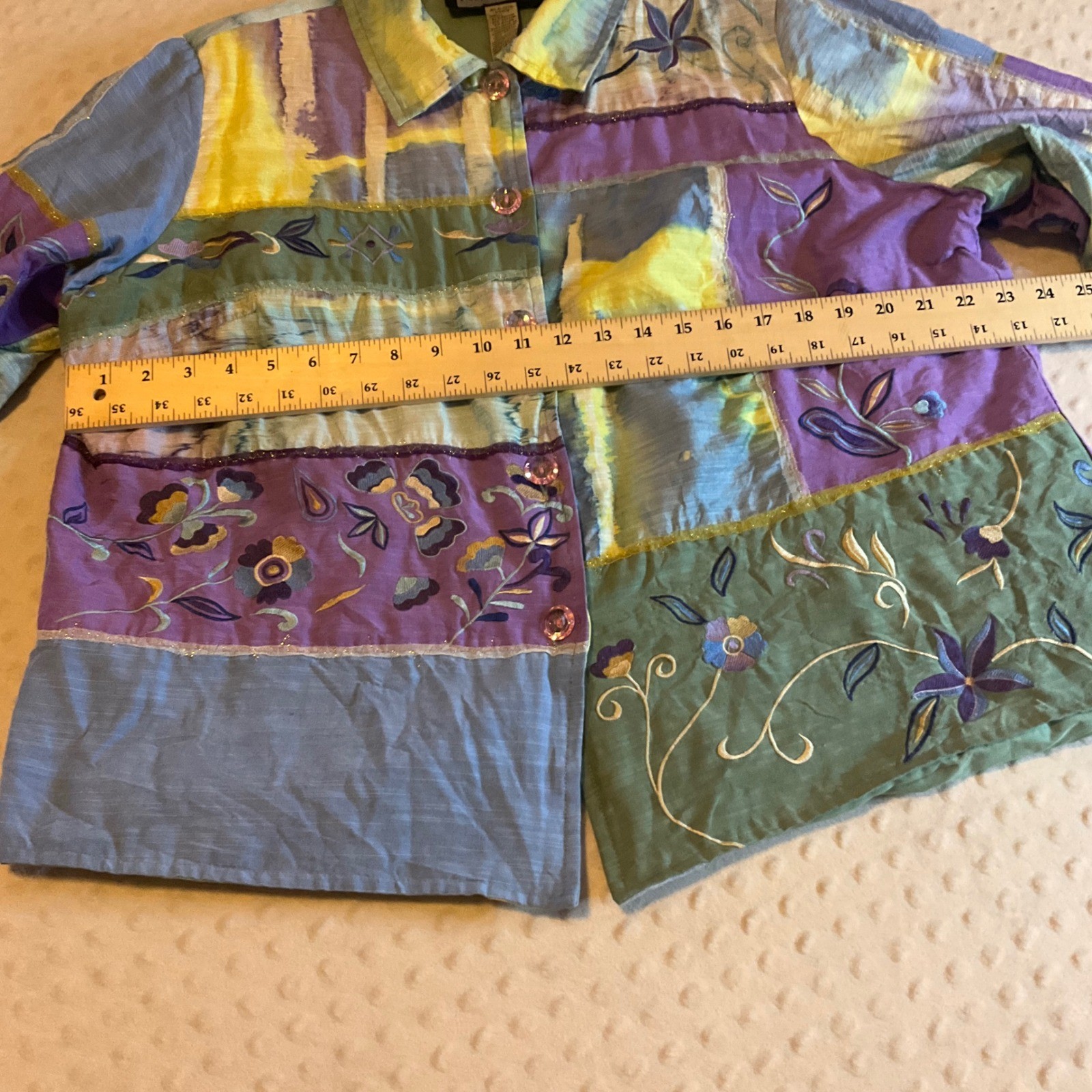 Indigo Moon Patchwork Embroidered Jacket Women's … - image 4