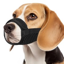 Dog Muzzle with Hook and Loop for Biting Chewing, Soft Mesh  Patented Beagle...